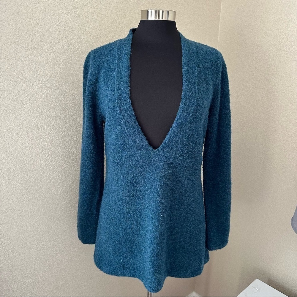 J. Jill V Neck Merino Wool Blend Long Sleeve Sweater Size M
